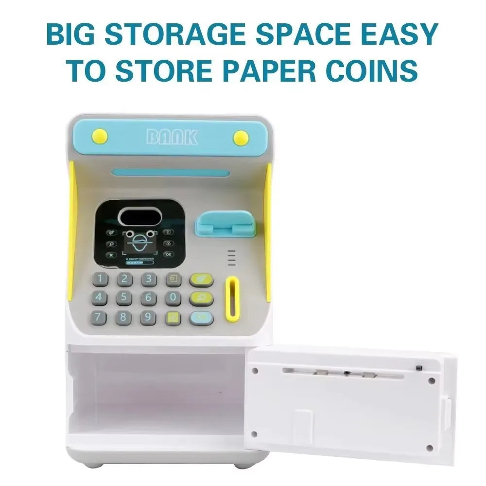 Simulated Face Recognition Money Boxes Electronic Piggy Bank ATM Machine Cash Box Gift For Kids Auto Scroll Paper Banknote