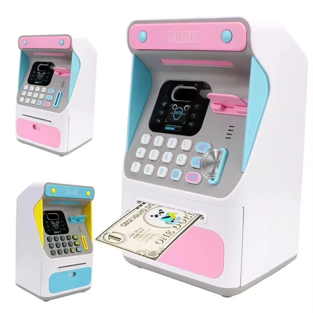 Simulated Face Recognition Money Boxes Electronic Piggy Bank ATM Machine Cash Box Gift For Kids Auto Scroll Paper Banknote