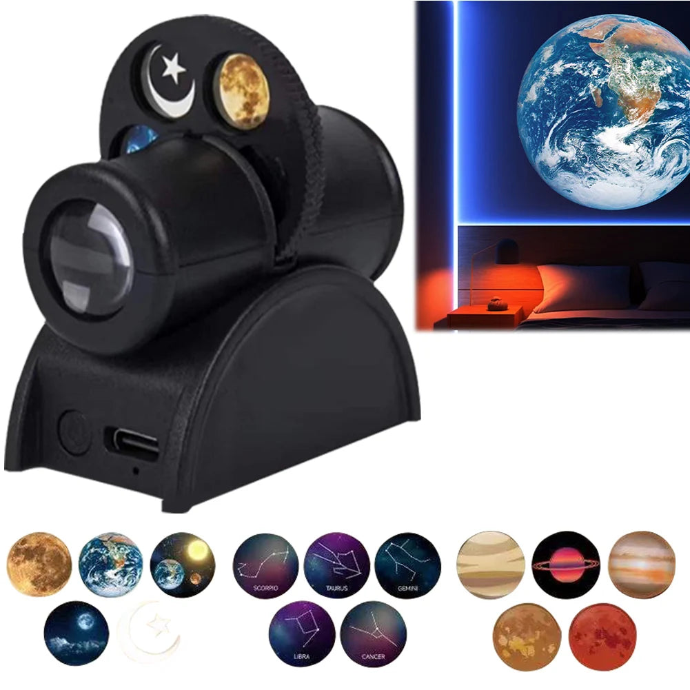Earth Moon Projection Lamp USB Rechargeable Planet Projection Lamp Moon Sun Earth Projection Lamp for Party Birthday Decor